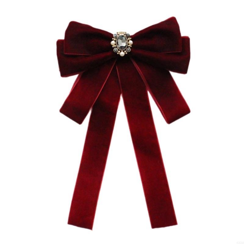 Bow Tie Pre Tied - Women Girls Vintage Rhinestones Pearls Velvets