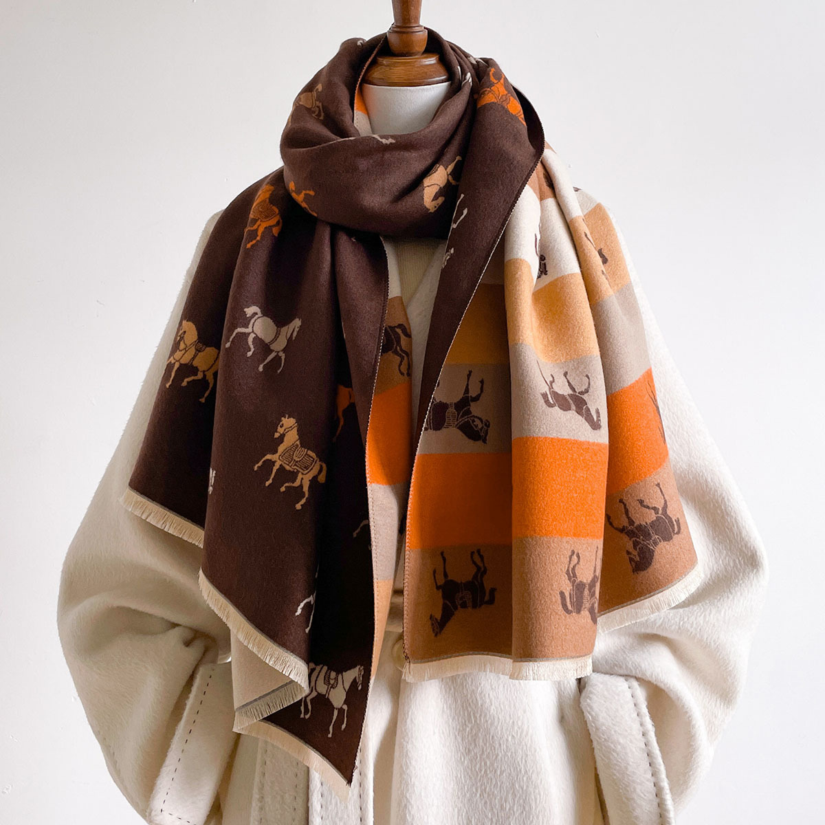 Autumn Winter Scarf Women Pash - Woven Scarf Blanket ulasan dan harga