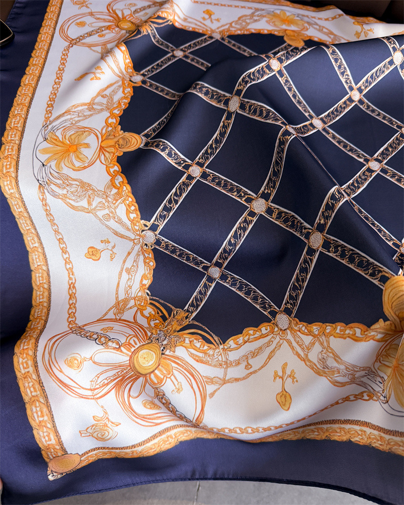 Blue Classic Chain Print Squar - Face Scarf Mask ulasan dan harga