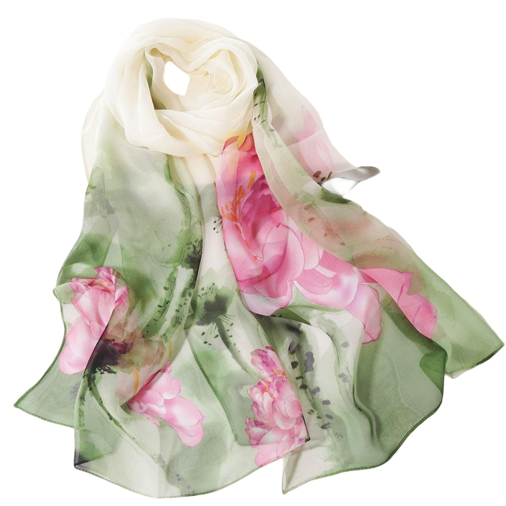 Watercolor Lotus Chiffon Scarf - Face Scarf Mask ulasan dan harga
