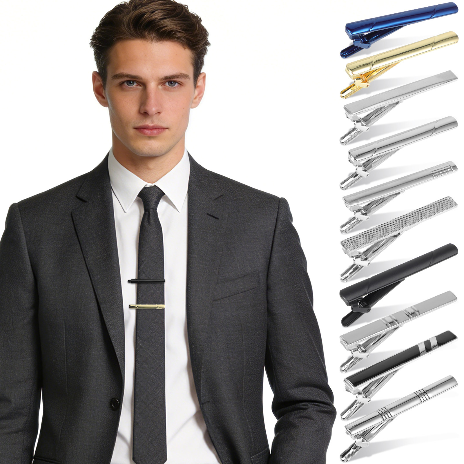 10Pcs Necktie Clip Set Classic - Tie Bar Set Gift ulasan dan harga