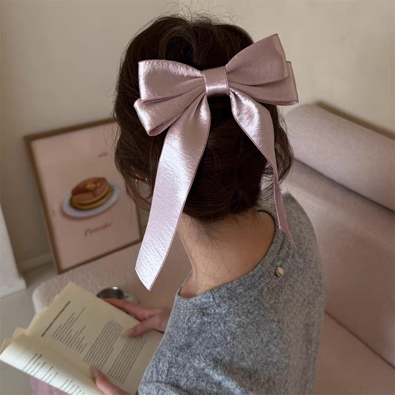 Korean Style Silver Satin Bow  - Tie Clip Silver ulasan dan harga
