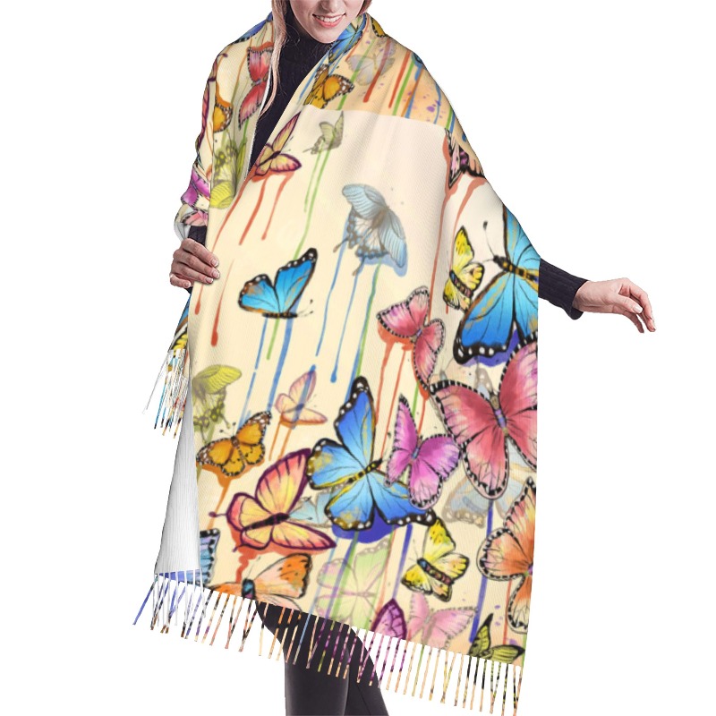 Retro Butterfly Winter Cashmer - Woven Scarf Blanket ulasan dan harga