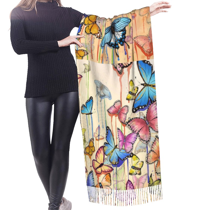 Retro Butterfly Winter Cashmer - Woven Scarf Blanket ulasan dan harga
