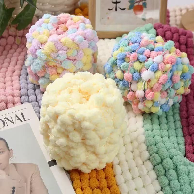 100g Pom Pom Yarn Colorful Chu - Woven Scarf Blanket ulasan dan harga