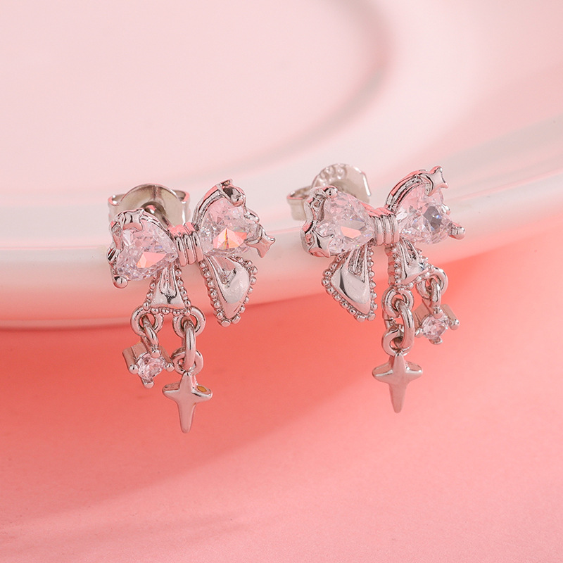 Fashion Personality Bow Zircon - Tie Clip Silver ulasan dan harga